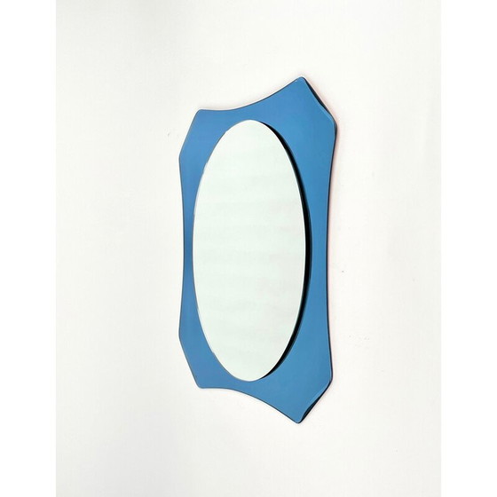 Image 1 of Mid-century blue glass mirror by Veca, Italy 1960-1970s