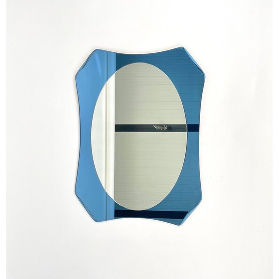 Image 1 of Mid-century blue glass mirror by Veca, Italy 1960-1970s