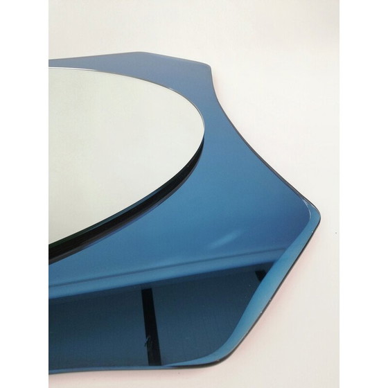 Image 1 of Mid-century blue glass mirror by Veca, Italy 1960-1970s