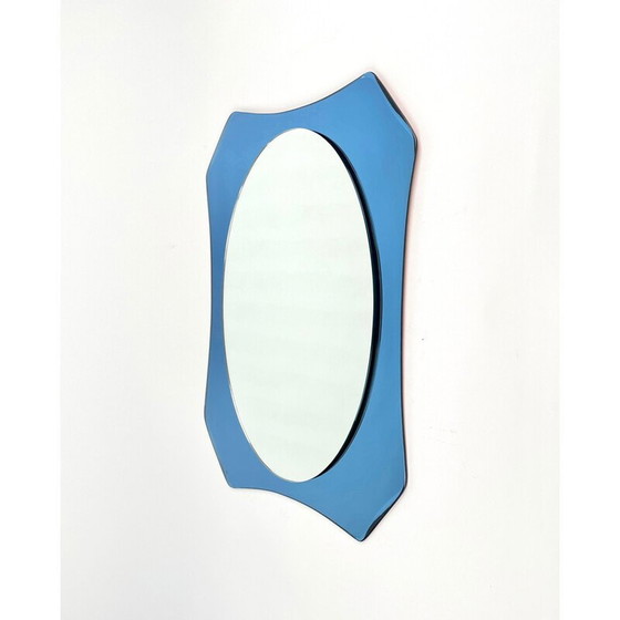 Image 1 of Mid-century blue glass mirror by Veca, Italy 1960-1970s