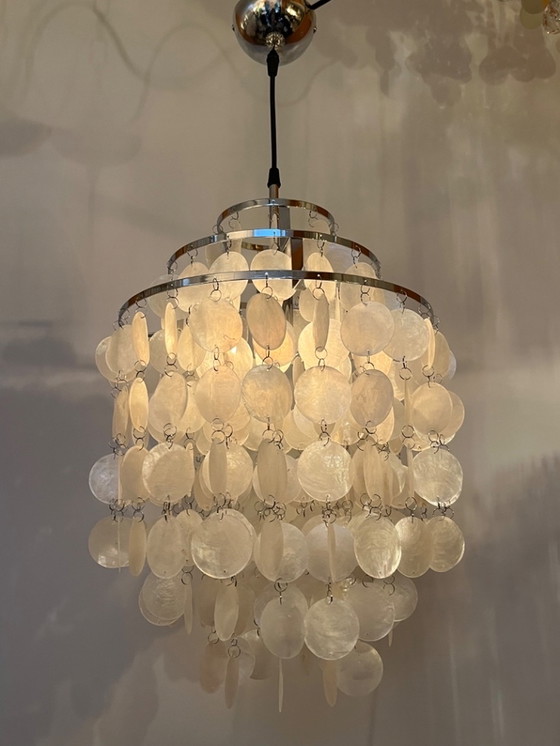 Image 1 of Set Of 2 Capiz Shell Pendant Lamps Opaline Pearl