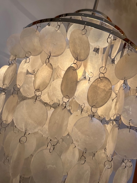 Image 1 of Set Of 2 Capiz Shell Pendant Lamps Opaline Pearl