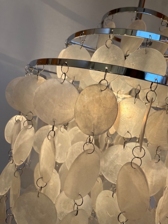 Image 1 of Set Of 2 Capiz Shell Pendant Lamps Opaline Pearl