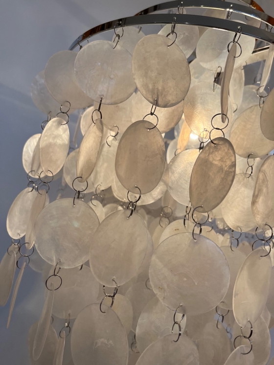 Image 1 of Set Of 2 Capiz Shell Pendant Lamps Opaline Pearl