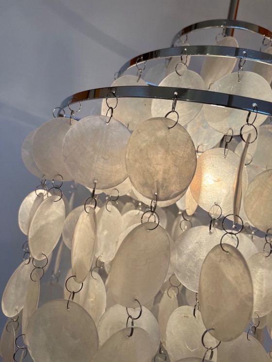 Image 1 of Set Of 2 Capiz Shell Pendant Lamps Opaline Pearl