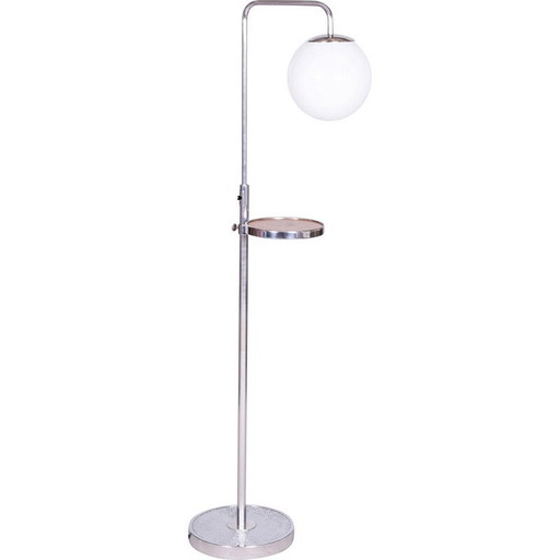 Vintage floor lamp in chromed steel and glass by Hynek Gottwald, Czechoslovakia