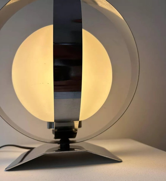 Image 1 of Vintage Table Lamp, Chrome And Opaline, France 1970