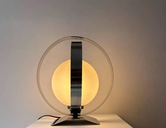 Image 1 of Vintage Table Lamp, Chrome And Opaline, France 1970