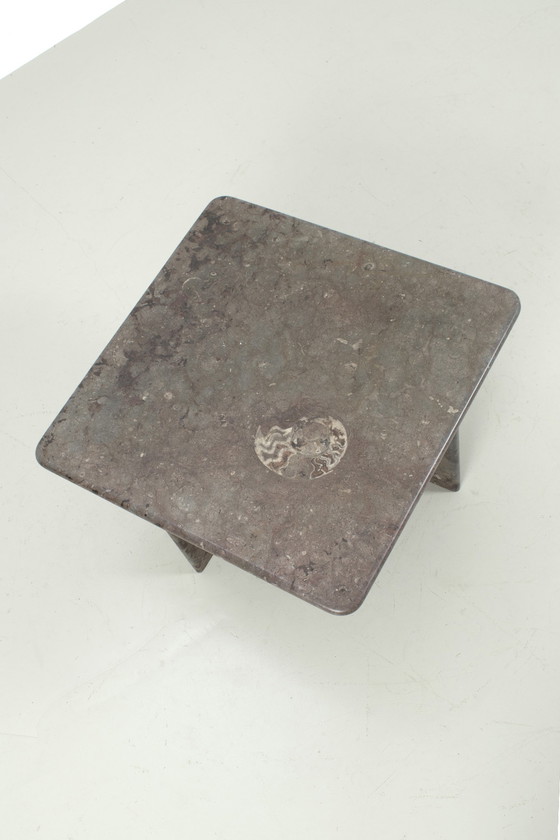 Image 1 of Vintage stone coffee table with ammonite