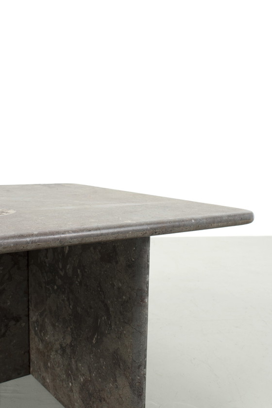 Image 1 of Vintage stone coffee table with ammonite