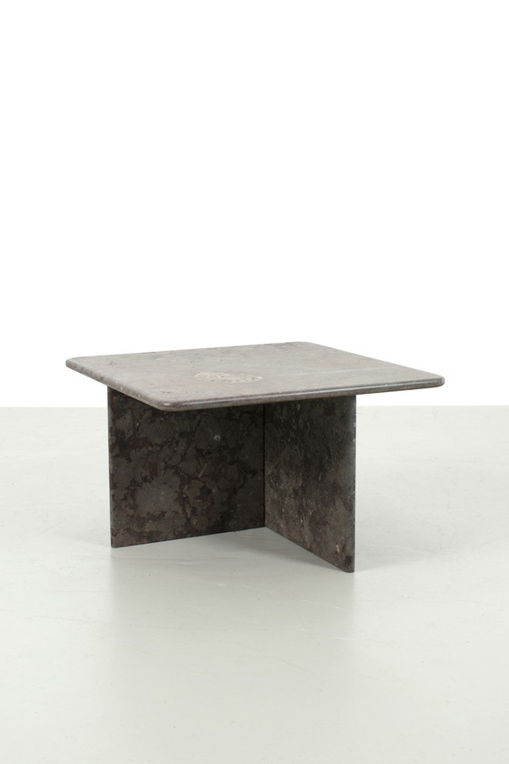 Image 1 of Vintage stone coffee table with ammonite