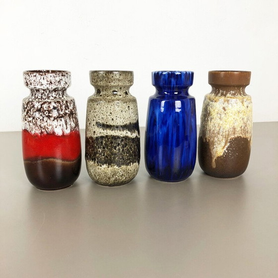 Image 1 of Set of 4 vintage fat ceramic vases from Scheurich, Germany 1970