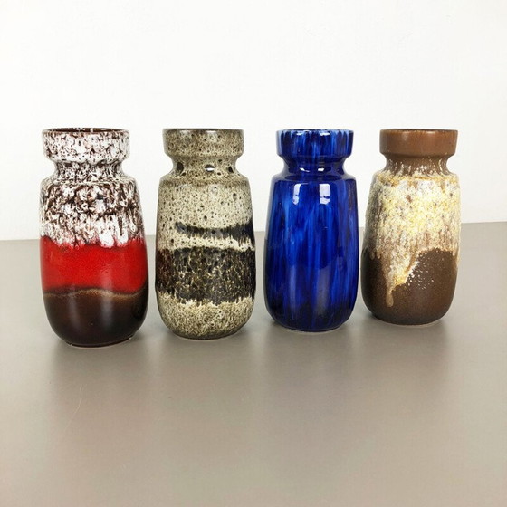 Image 1 of Set of 4 vintage fat ceramic vases from Scheurich, Germany 1970