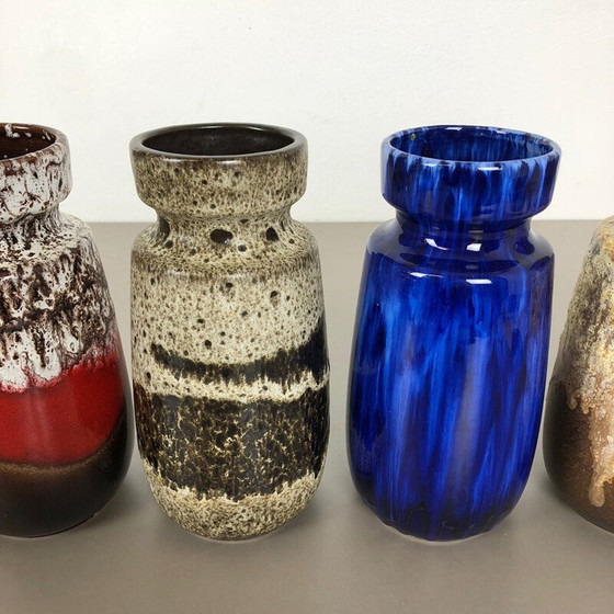 Image 1 of Set of 4 vintage fat ceramic vases from Scheurich, Germany 1970