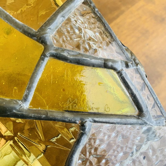 Image 1 of Vintage stained-glass lamp, assembled in pewter