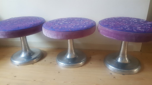 3x Zenza voetenbankjes – hockers en poefs, rvs, Metal