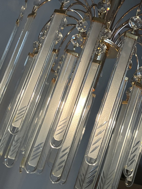 Image 1 of Set of 8 Glass Plates Panels Pendant Lamps Vintage Murano