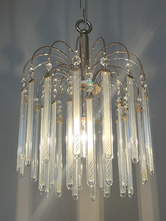 Image 1 of Set of 8 Glass Plates Panels Pendant Lamps Vintage Murano