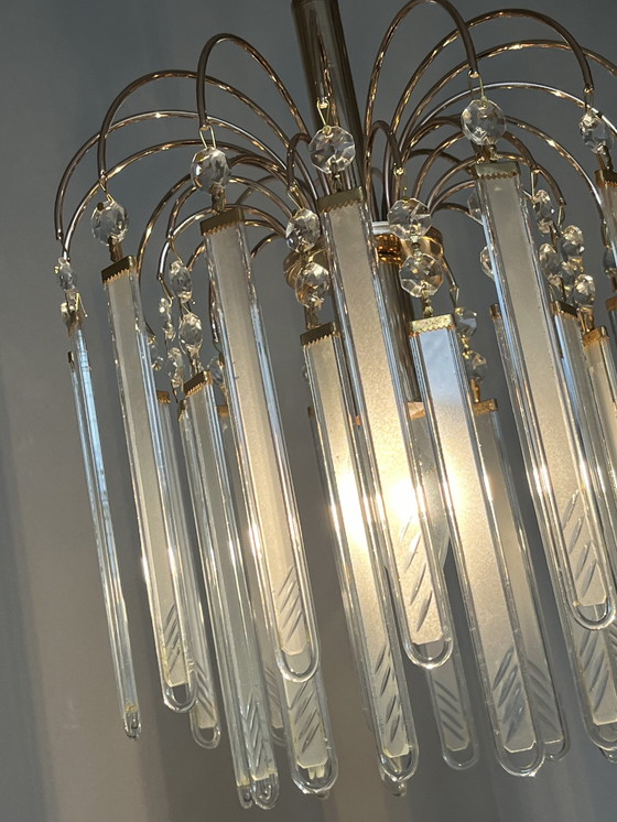 Image 1 of Set of 8 Glass Plates Panels Pendant Lamps Vintage Murano