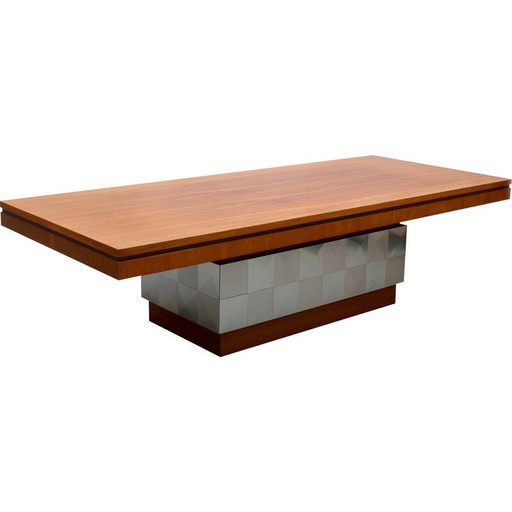 Vintage walnut and metal coffee table by Ilse Möbel, Germany 1970