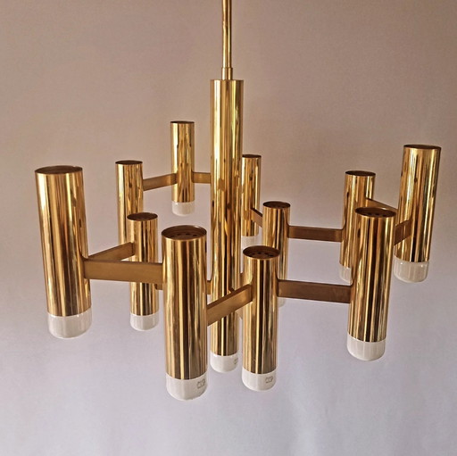 Vintage Brass Sciolari With 13 Light Points