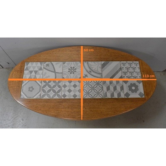 Image 1 of Vintage solid oak coffee table by R. Guillerme and J. Chambron, 1960