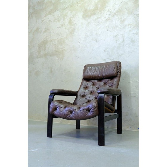 Image 1 of Mid century leather lounge chair by Oy BJ Dahlqvist for BD Furniture, Finland 1960s