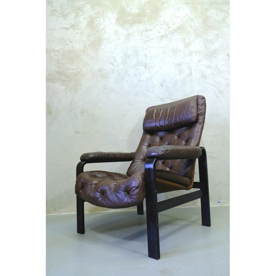 Image 1 of Mid century leather lounge chair by Oy BJ Dahlqvist for BD Furniture, Finland 1960s