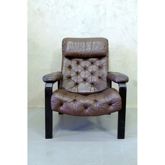 Image 1 of Mid century leather lounge chair by Oy BJ Dahlqvist for BD Furniture, Finland 1960s