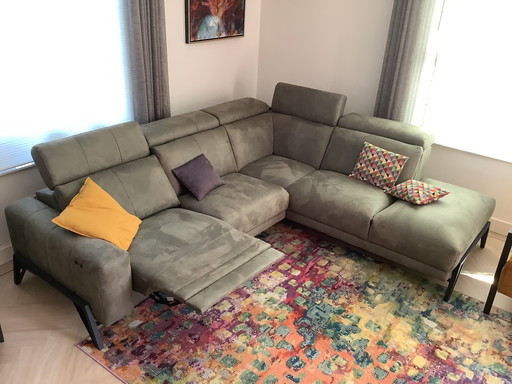 Corner sofa, olive green