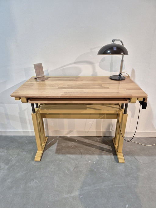 'Binsfeld' - Beechwood And Metal Adjustable Mechanized Sit/Stand Desk