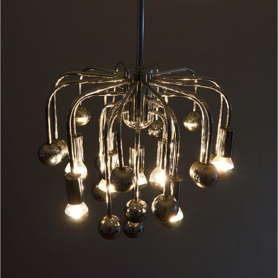 Image 1 of Vintage Sputnik Space age chandelier with 9 design lights, 1970s