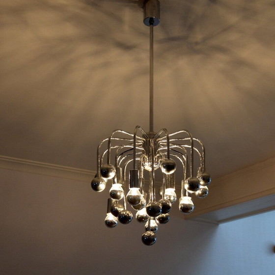 Image 1 of Vintage Sputnik Space age chandelier with 9 design lights, 1970s