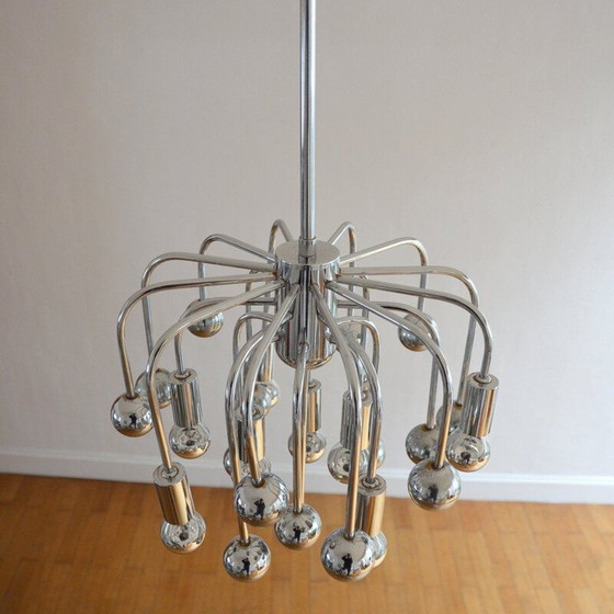 Image 1 of Vintage Sputnik Space age chandelier with 9 design lights, 1970s