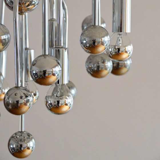 Image 1 of Vintage Sputnik Space age chandelier with 9 design lights, 1970s