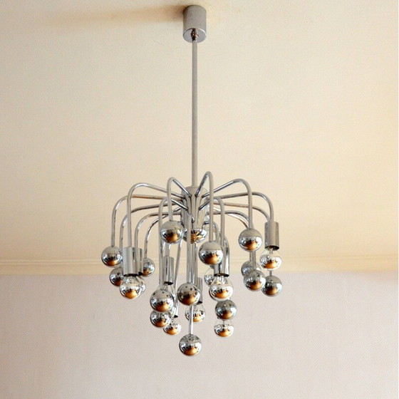 Image 1 of Vintage Sputnik Space age chandelier with 9 design lights, 1970s