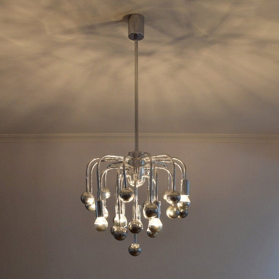 Image 1 of Vintage Sputnik Space age chandelier with 9 design lights, 1970s