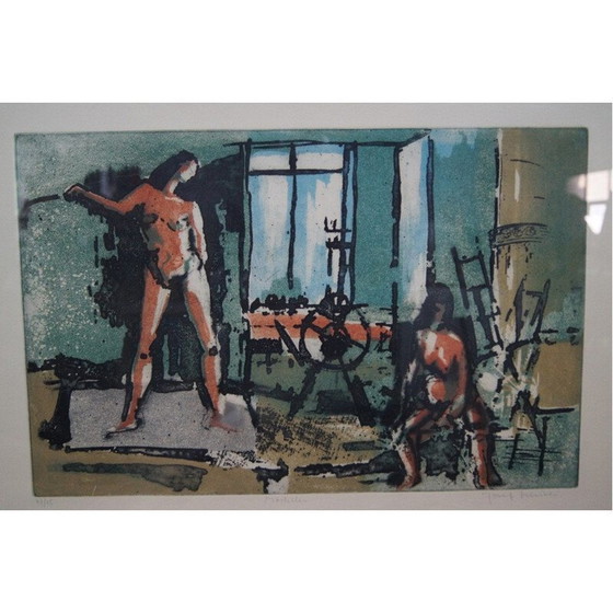 Image 1 of Incisione scandinava d'epoca firmata a mano da Josef Schibli, Svezia 1970