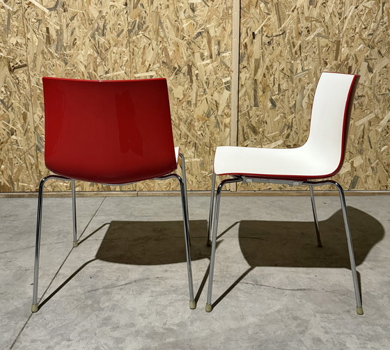 Image 1 of Arper Catifa 46 Design Chair - White/Red Plastic