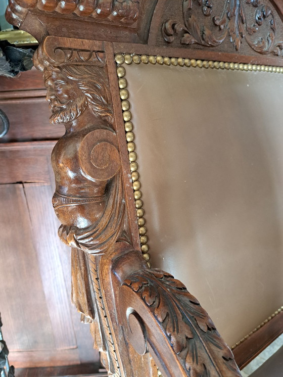 Image 1 of 1X Antique 19th Century French Renaissance Jocobine Castle Chair
