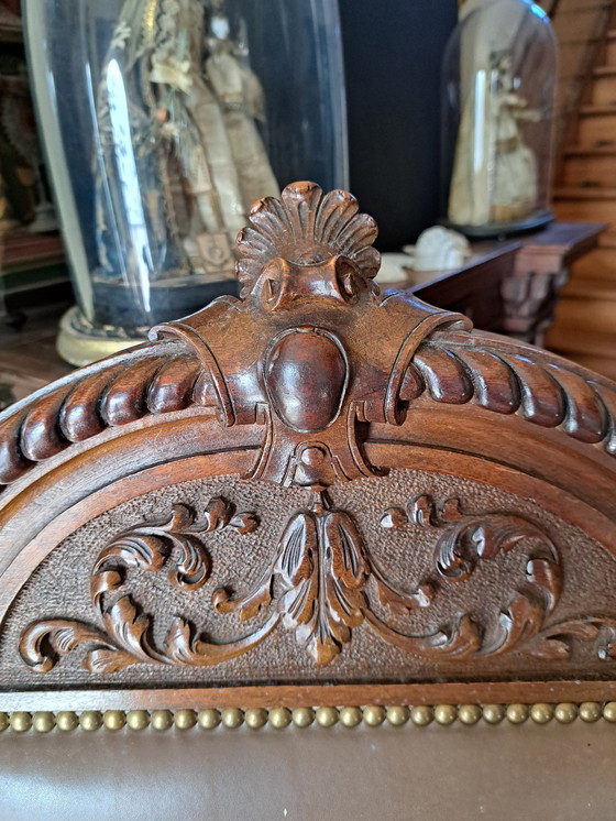 Image 1 of 1X Antique 19th Century French Renaissance Jocobine Castle Chair