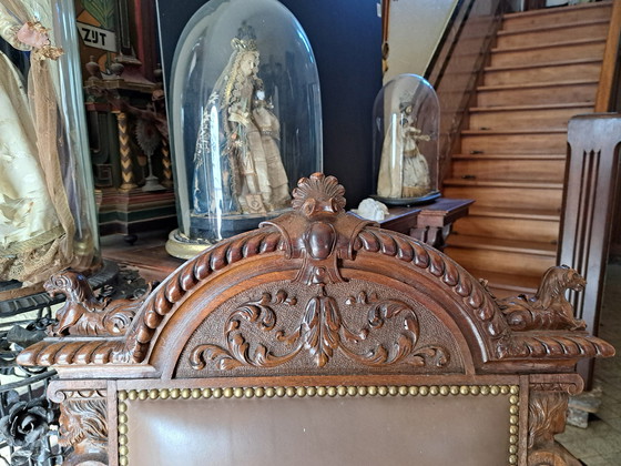 Image 1 of 1X Antique 19th Century French Renaissance Jocobine Castle Chair