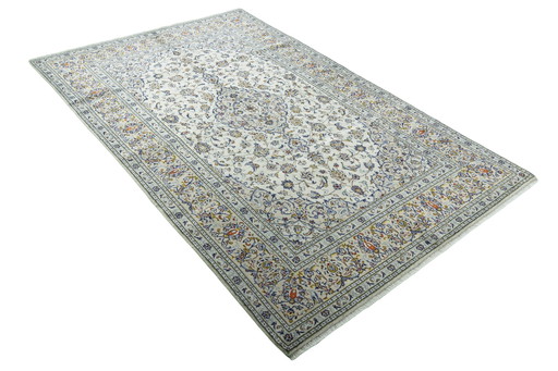 303 X 196 Cm Hand-Knotted Keshan Rug In Beige