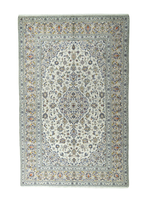 303 X 196 Cm Hand-Knotted Keshan Rug In Beige