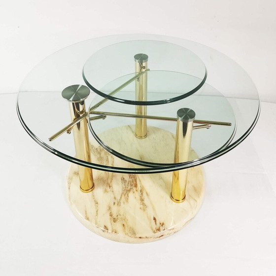 Image 1 of Vintage extendable marble and glass coffee table for Georg Appeltshauser, Germany 1990