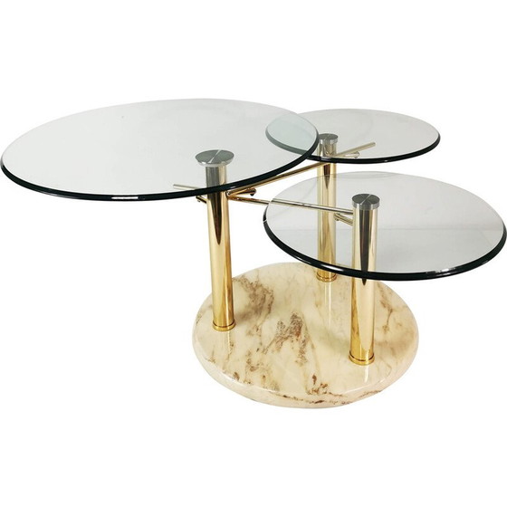 Image 1 of Vintage extendable marble and glass coffee table for Georg Appeltshauser, Germany 1990