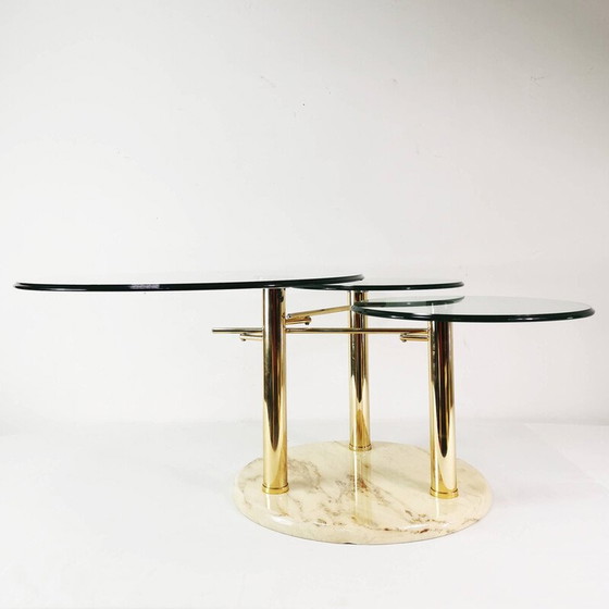 Image 1 of Vintage extendable marble and glass coffee table for Georg Appeltshauser, Germany 1990
