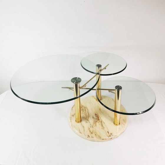 Image 1 of Vintage extendable marble and glass coffee table for Georg Appeltshauser, Germany 1990