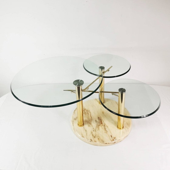 Image 1 of Vintage extendable marble and glass coffee table for Georg Appeltshauser, Germany 1990