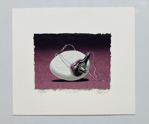 Sharon Amir - Vintage Silkscreen Egg - "Listen Baby" - Z L